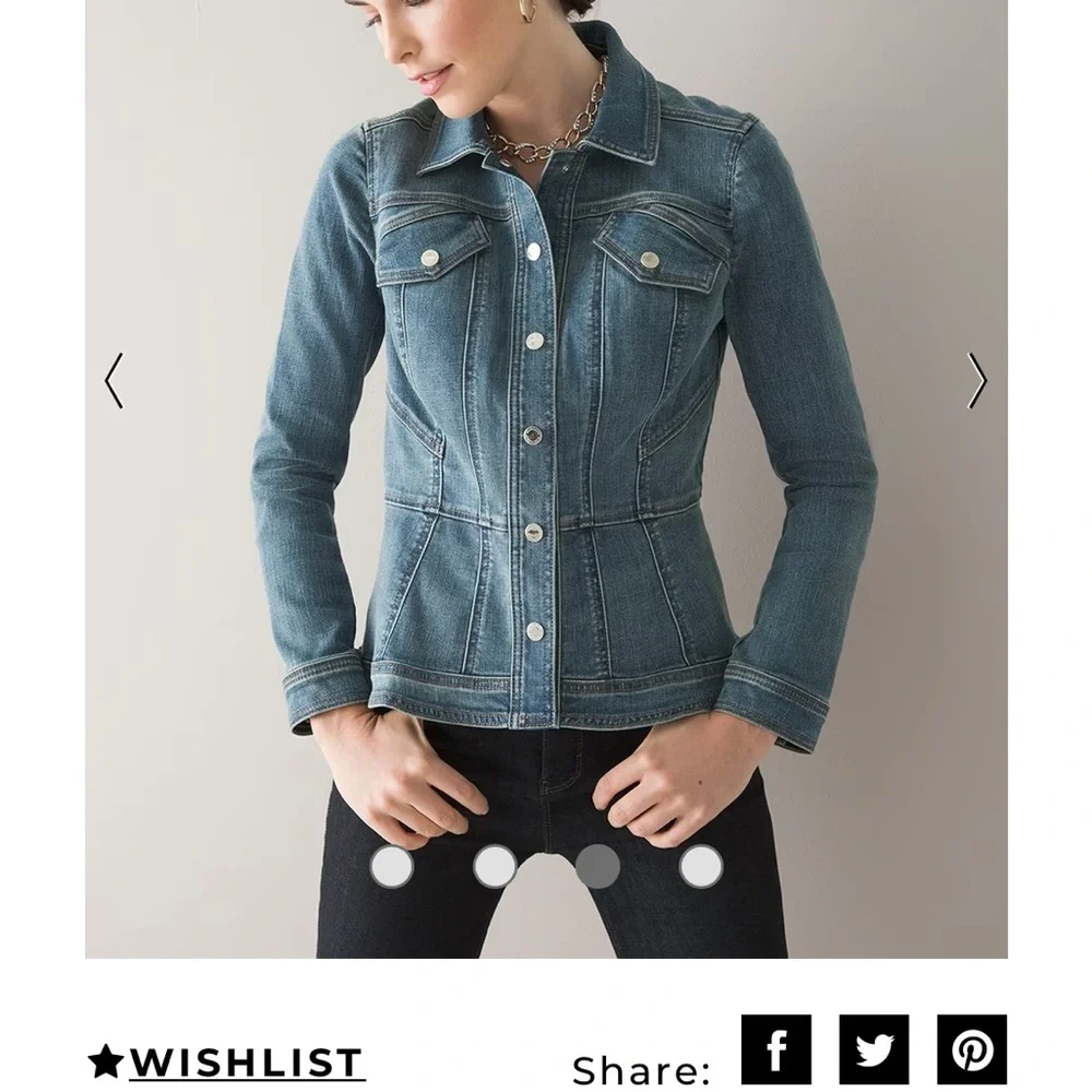 White House black market peplum trucker denim jacket M - Picture 11 of 11